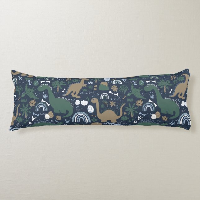 Rustic Dinosaur Forest Prehistoric Kids Body Cushion (Front)