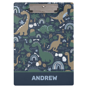 Rustic Dinosaur Forest Prehistoric Personalised Clipboard