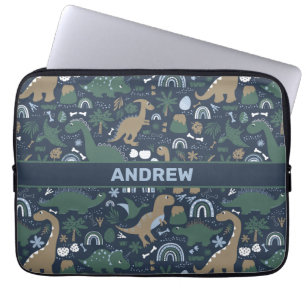 Rustic Dinosaur Forest Prehistoric Personalised Laptop Sleeve