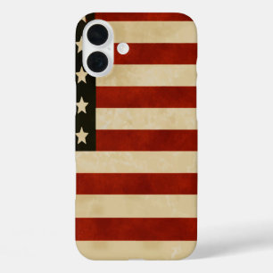 Rustic Distressed American Flag Stars Stripes iPhone 16 Plus Case