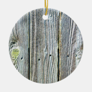 Rustic distressed barn wood ceramic tree decoration