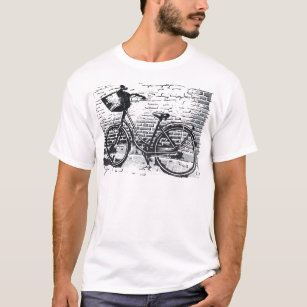 Rustic Distressed Black White Vintage Bicycle Bike T-Shirt
