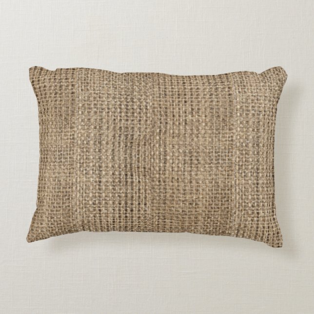 Rustic Distressed Burlap Decorative Cushion (Back)