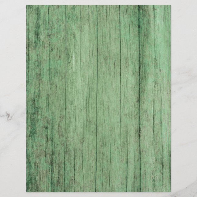 Rustic Distressed Green Wood Paper (Front)