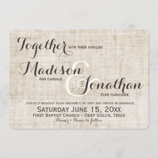 Rustic Distressed Linen Design Wedding Invitations