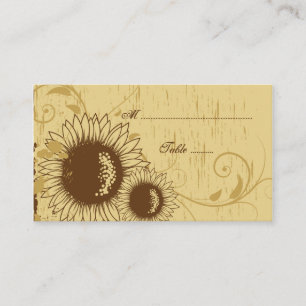 Rustic distressed sunflower wedding place card