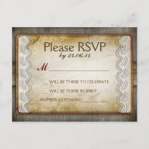 rustic distressed wedding rsvp post cards
