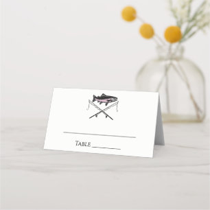 Rustic DIY Colors Fly Fishing Trout Fish Rods Place Card