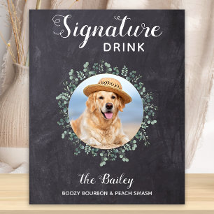 Rustic Dog Bar Signature Drinks Pet Wedding Poster