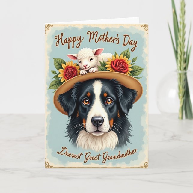 Rustic Dog Floral Mothers Day Card (Front)