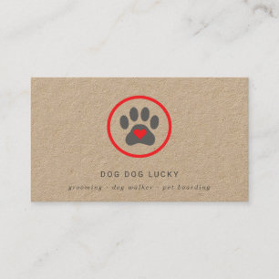 Rustic dog grooming paw print label business busin business card