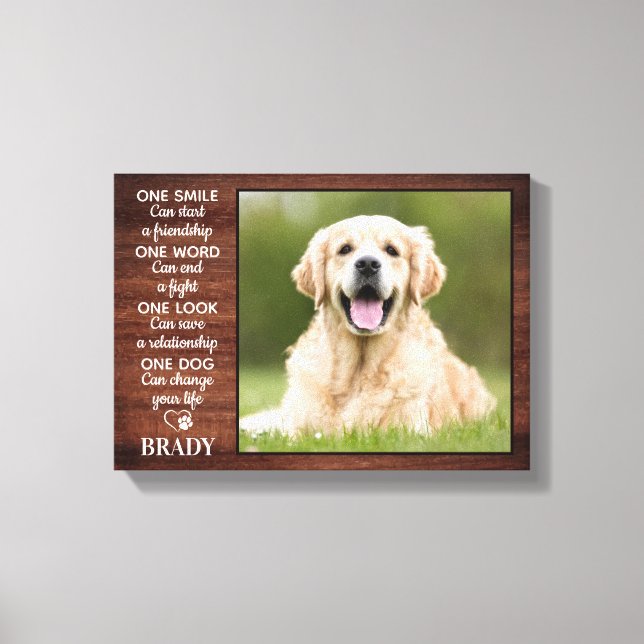 Rustic Dog Lover Quote Keepsake Dog Photo Canvas Print (Front)