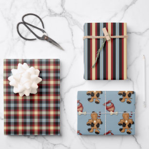 Rustic Dog Lovers Country Plaid Gift Wrapping Set  Wrapping Paper Sheet
