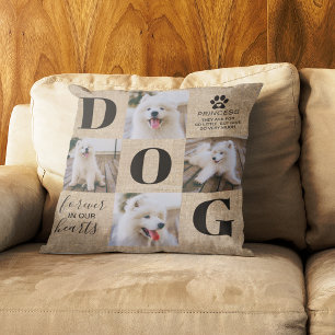 Rustic Dog Memorial Photo Cushion