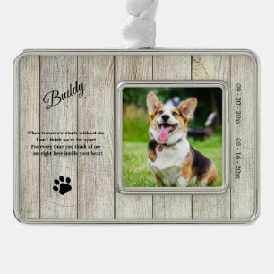 Rustic Dog Memorial Photo Quote Ornament
