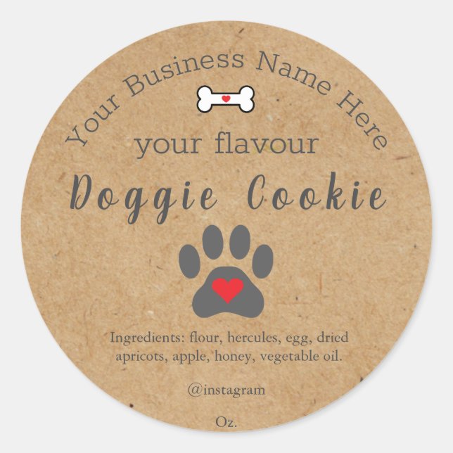 Rustic Dog Paw Custom doggie cookie Classic Round Sticker (Front)