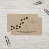 Rustic dog paw path kraft paper appointment card
