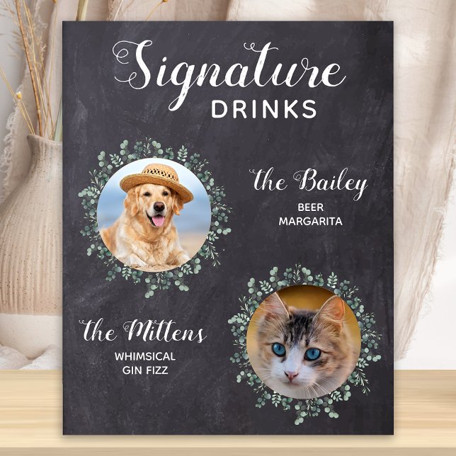 Rustic Dog Signature Drinks Pet Wedding Cocktail Poster (Creator Uploaded)