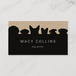 Rustic dog silhouette brown kraft business card