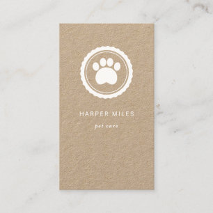 Rustic dog sitter paw print label business card