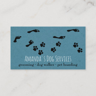 Rustic Dog Sitter Pet Services Grooming Paw Path Business Card