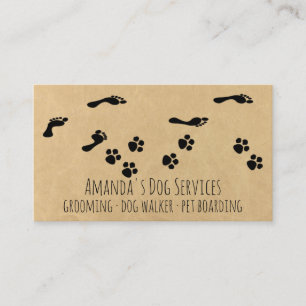 Rustic Dog Sitter Pet Services Grooming Paw Path Business Card