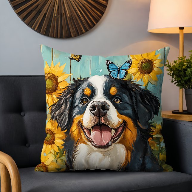 Rustic Dog Sunflower Farmhouse Decor Gift Cushion (Creator Uploaded)
