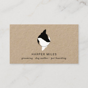 Rustic dog yin and yang symbol logo dog sitter business card
