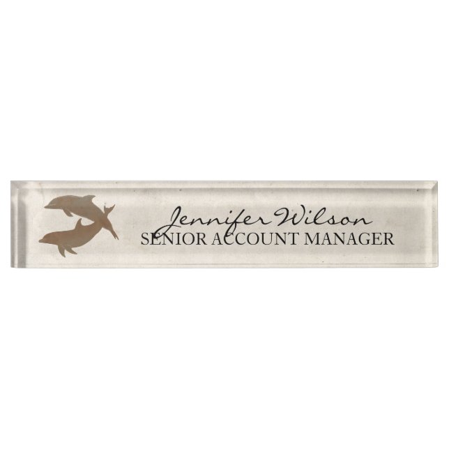 Rustic Dolphins Beach Wedding Nameplate (Front)