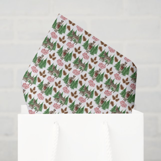 Rustic Donkey Christmas Tissue Paper (Gift Bag)