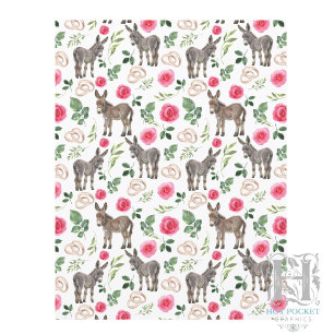 Rustic Donkey Floral Pink Scrapbook Paper