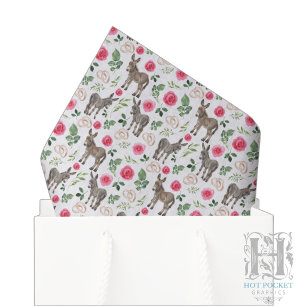 Rustic Donkey Floral Pink Tissue Paper