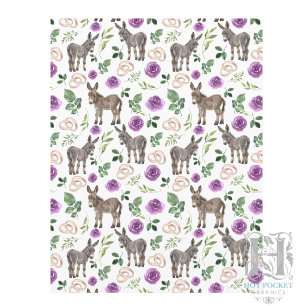 Rustic Donkey Floral Purple Scrapbook Paper