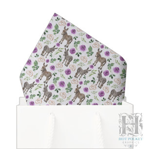 Rustic Donkey Floral Purple Tissue Paper