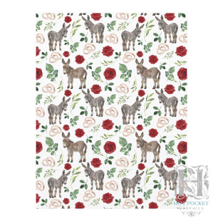 Rustic Donkey Floral Red Scrapbook Paper