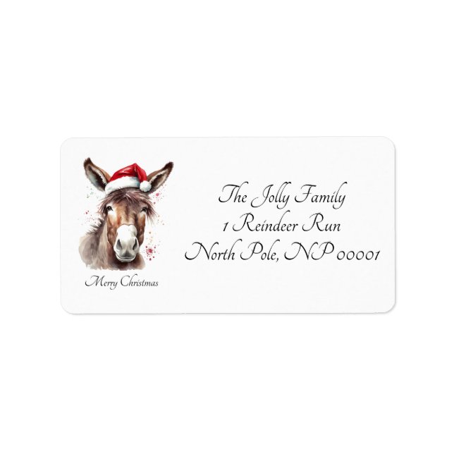 Rustic Donkey Holiday Mailing Style Label (Front)