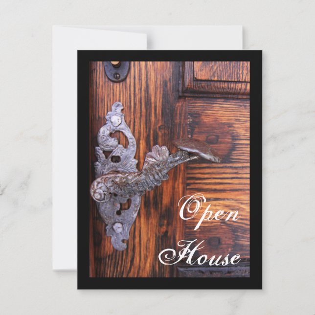 Rustic Door Open House Invitation (Front)