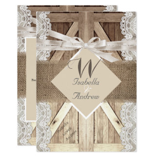 Rustic Door Wedding Beige Lace Wood Burlap Writing Card Rustic Door Wedding Beige Lace Wood Burlap Writing Card