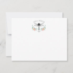 Rustic Dragonfly Floral Note Card