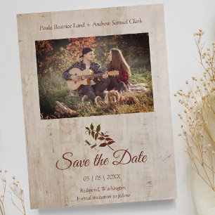 Rustic Dragonfly on Wood with Engaged Couple Photo Postcard