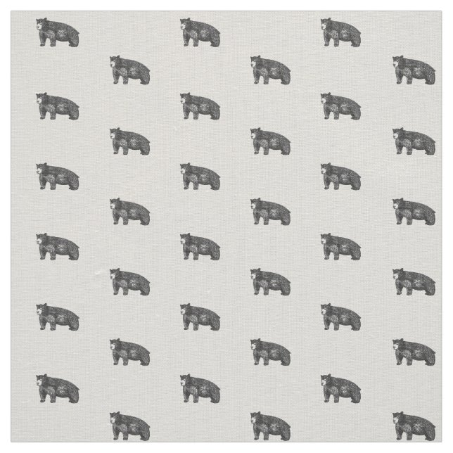 Rustic Drawing Black Bear Fabric (Swatch)