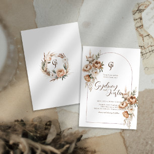 Rustic Dread Floral Pampas Wedding Invitation