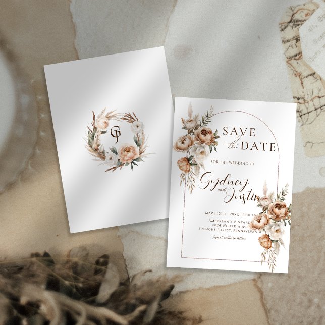 Rustic Dread Floral Pampas Wedding Save The Date (Creator Uploaded)