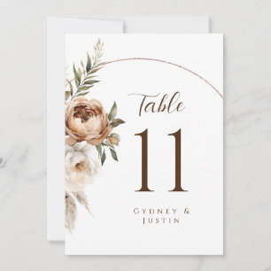 Rustic Dread Floral Pampas Wedding Table Numbers