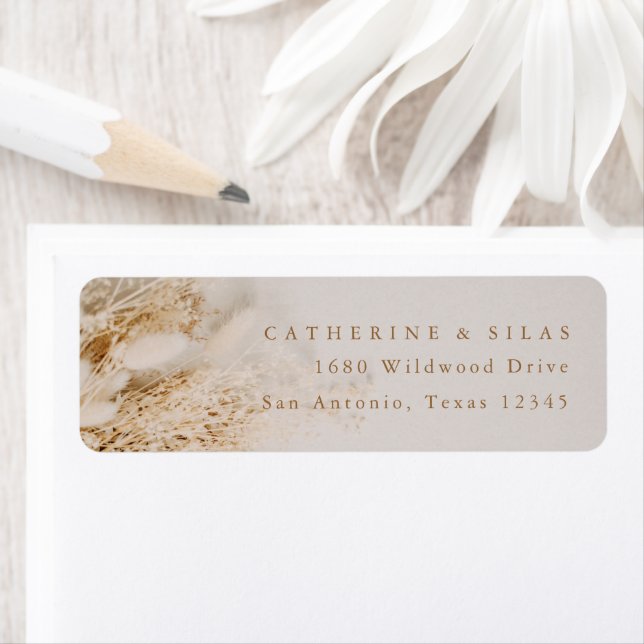 Rustic Dried flowers fall wedding return address  (Insitu)