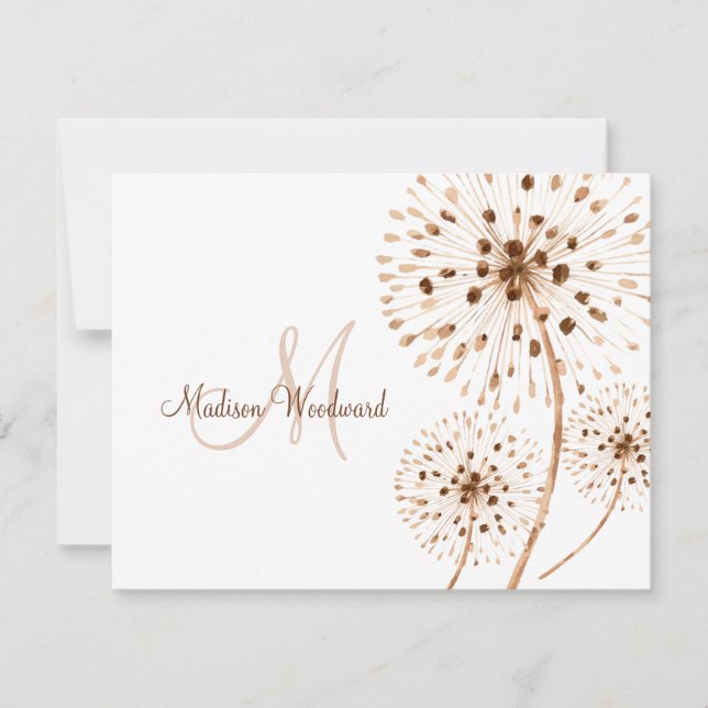 Rustic Dried Flowers Monogram  Card (Front)