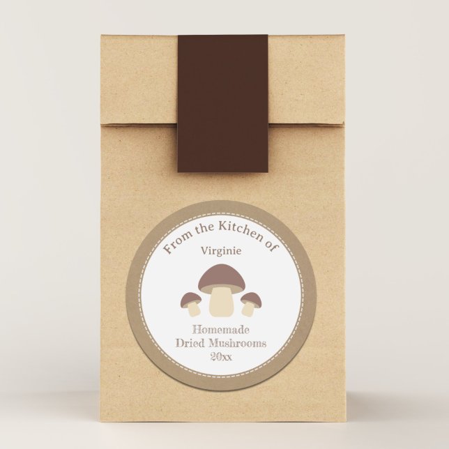 Rustic Dried Mushrooms Label Sticker (Rustic Dried Mushrooms Label Sticker)