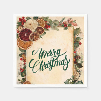 Rustic Dried Orange and Fruit Christmas Napkin