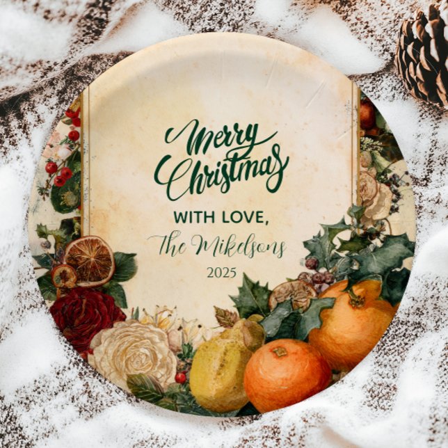 Rustic Dried Orange and Fruit Christmas Paper Plate (Creator Uploaded)