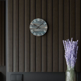 Rustic Driftwood Clock Monogram Personalised